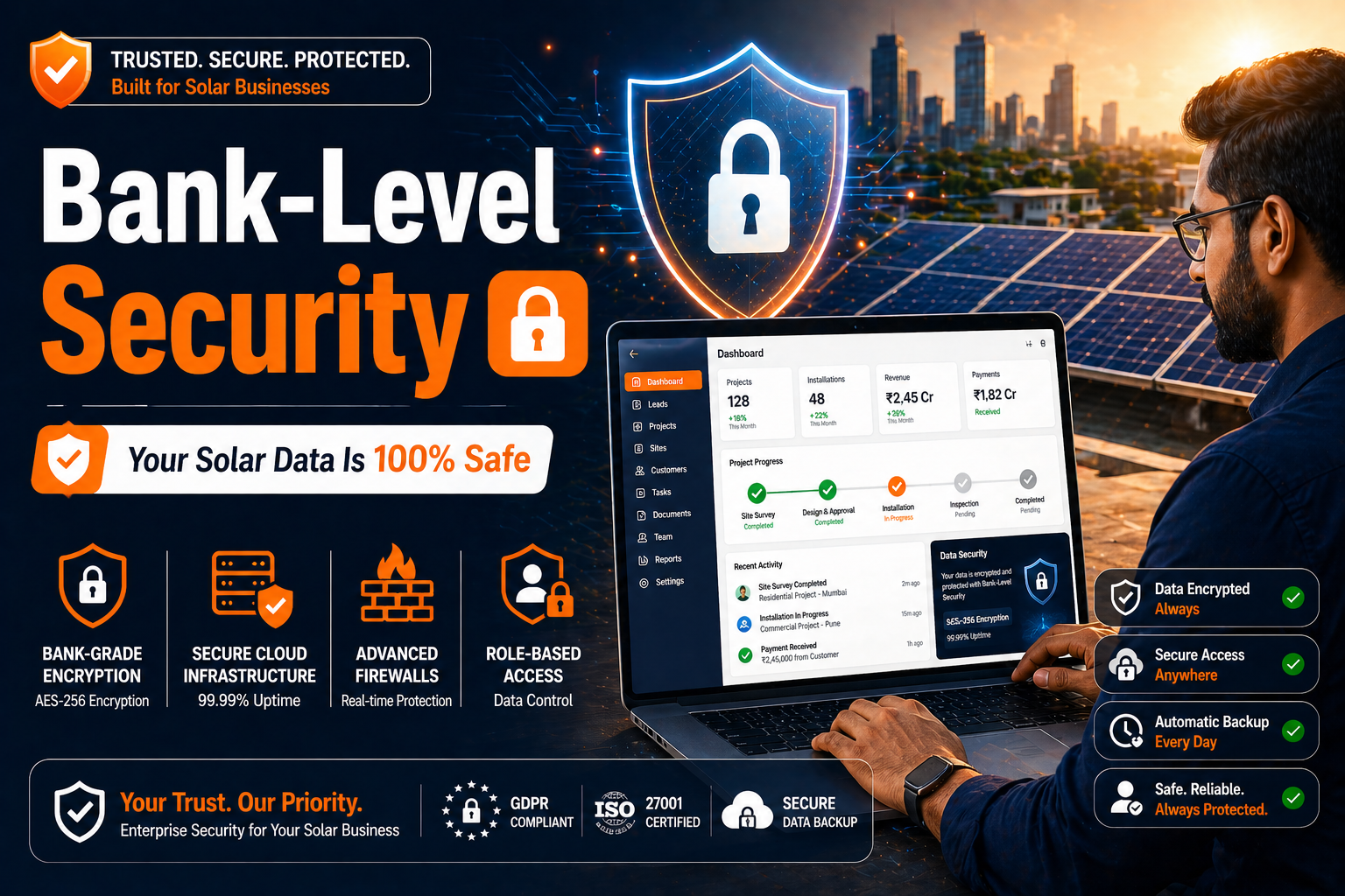 Bank-Grade Security for Solar Business Data