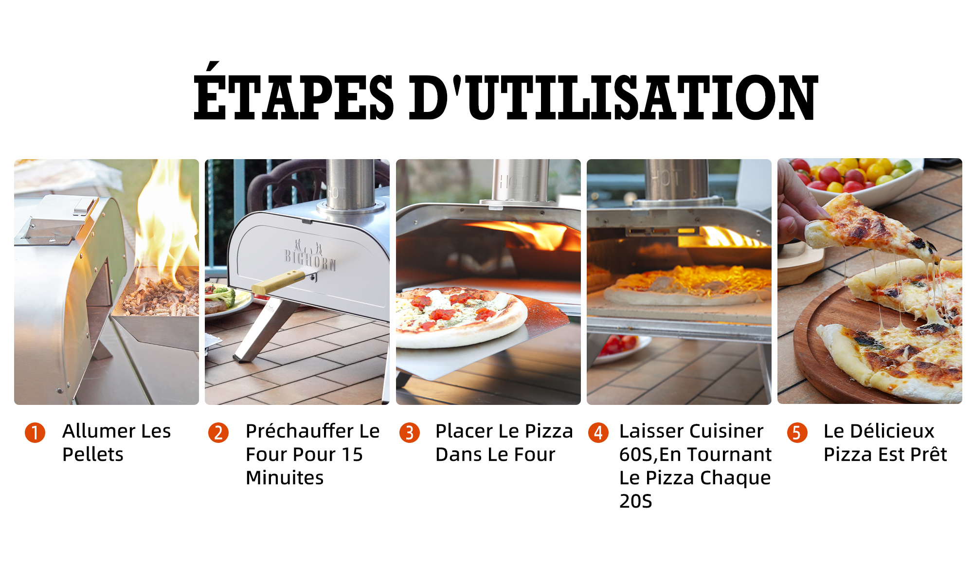 BIGHORN four à pizza à granulés 12 pouces présentation et étapes d'utilisation