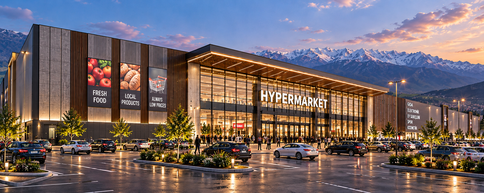 Almatı'da dağların eteklerinde planlanan hipermarket projesi