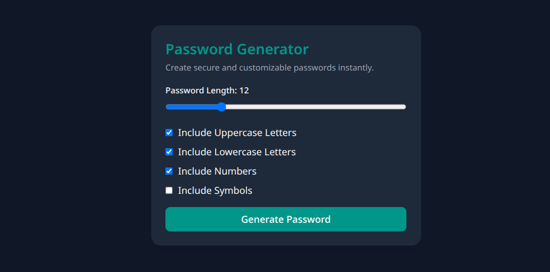 Password Generator React Tailwind