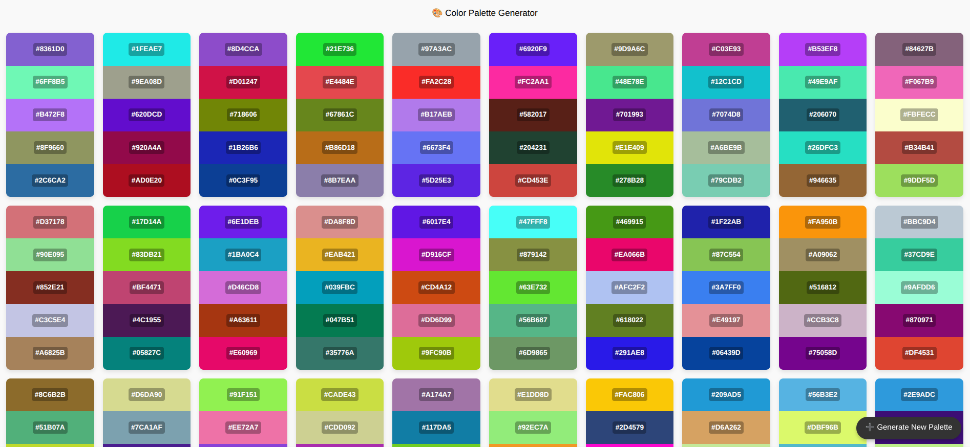 Color Palette Generator React Tailwind