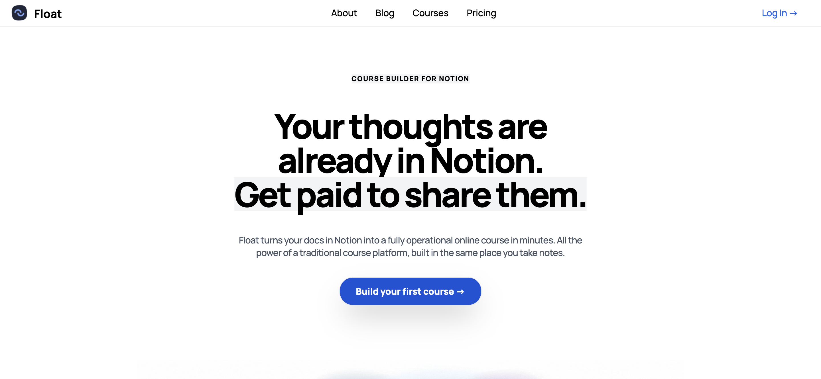 Float - Online Learning Platform with Notion Integration hero image