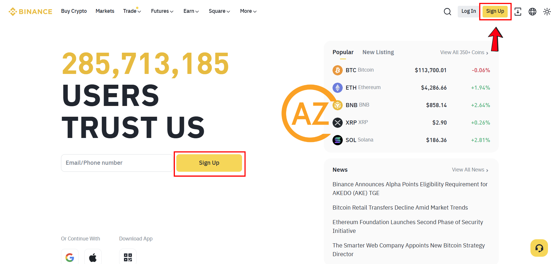 Visit Binance Website