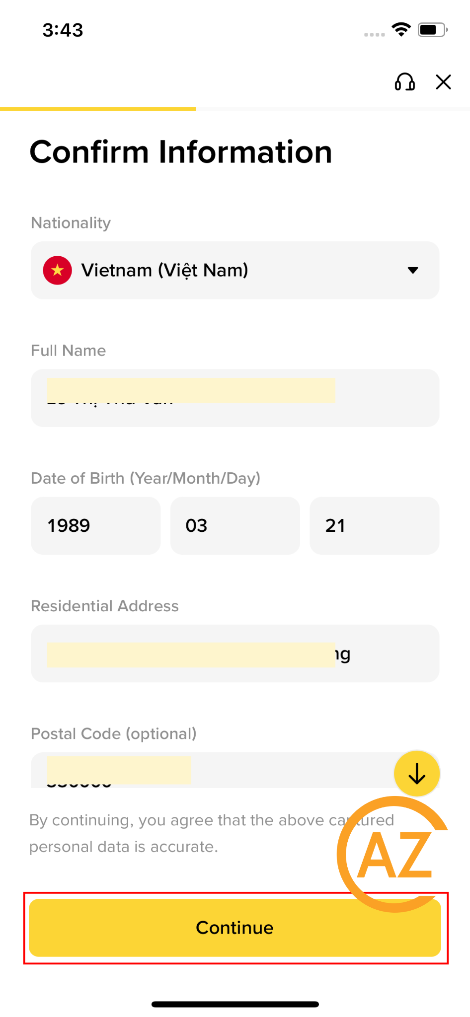 Confirm information