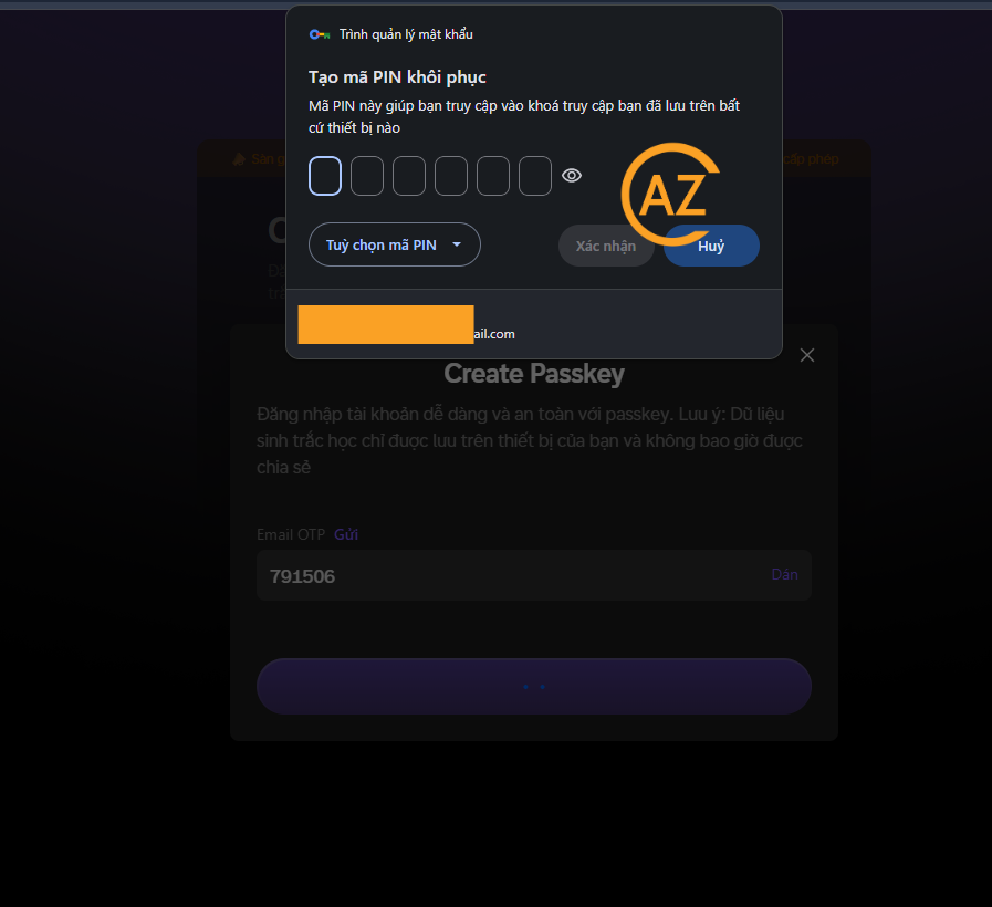 Create recovery PIN
