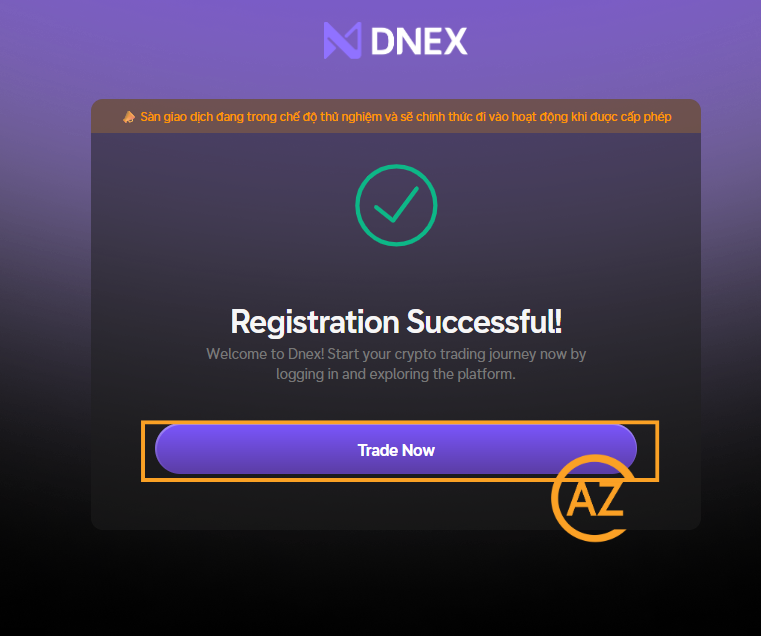 Successfully create DNEX account
