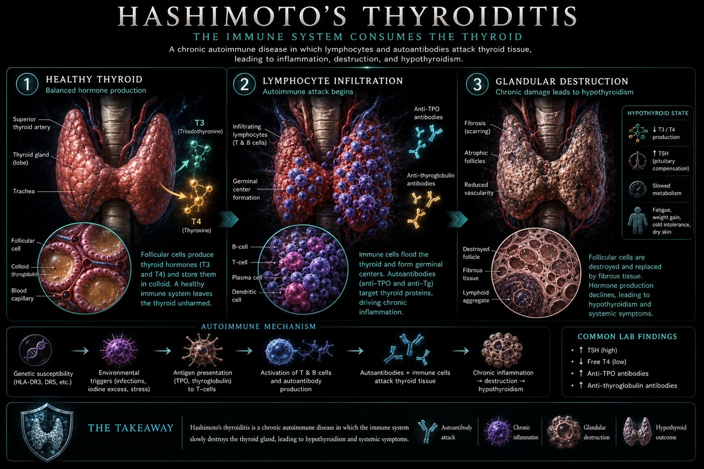 Illustration: the immune mechanism of Hashimoto's Thyroiditis