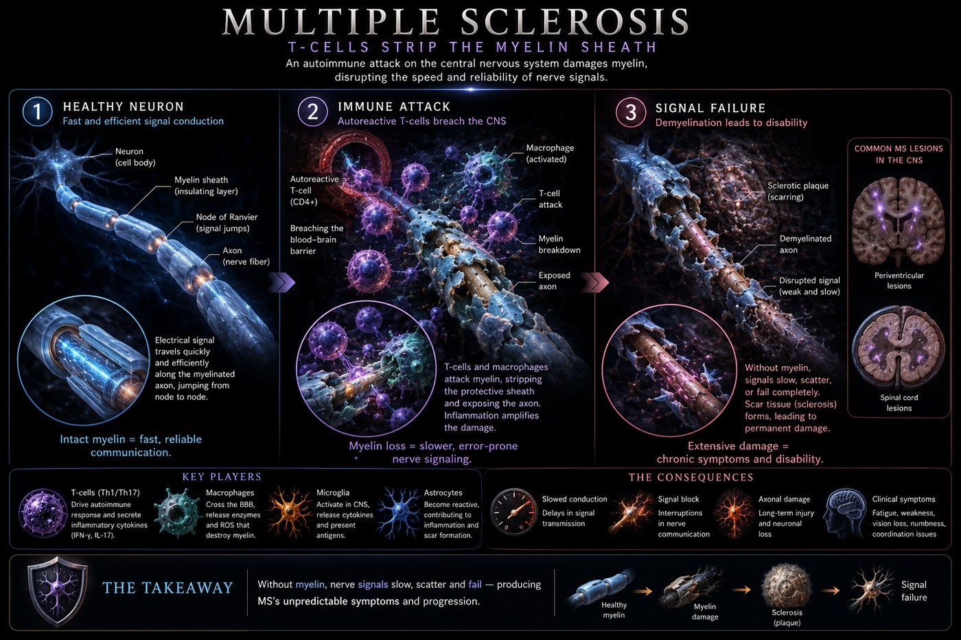 Illustration: the immune mechanism of Multiple Sclerosis