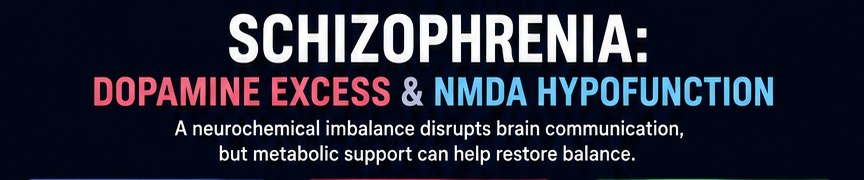 Schizophrenia: dopamine excess and NMDA hypofunction — a neurochemical imbalance disrupts brain communication, but metabolic support can help restore balance
