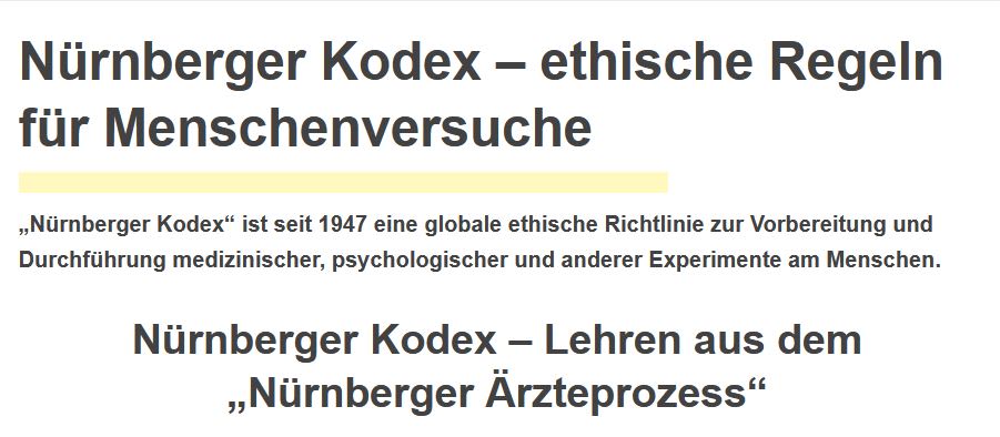 Nürnberger Kodex – ethische Regeln für Menschenversuche