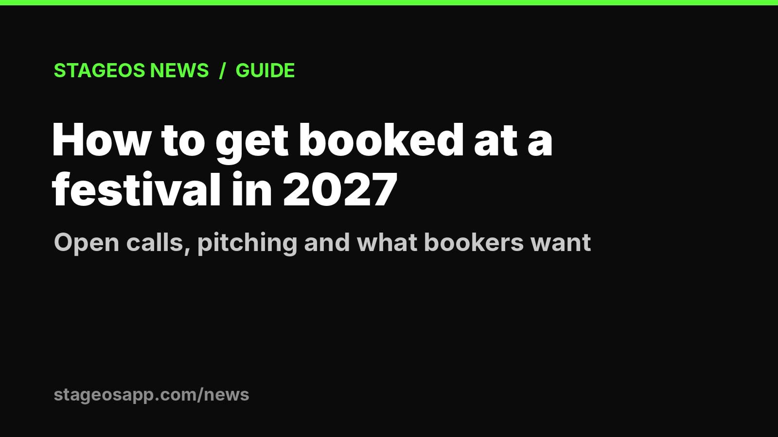 StageOS guide card: how to apply to play a festival