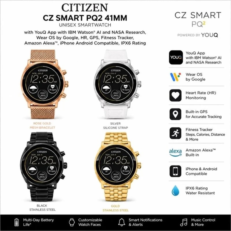 Citizen CZ Smart 41MM Sport Smartwatch iPhone Android Compatible - New — eSwappa Store