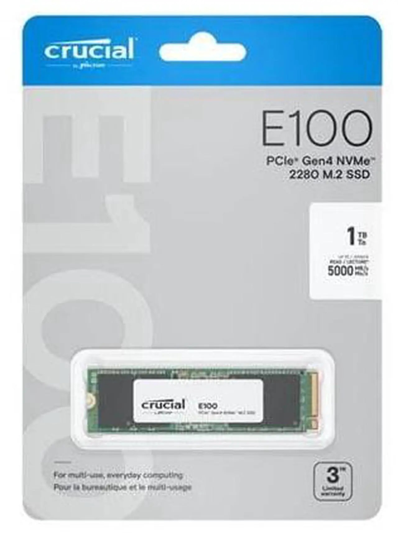 Crucial E100 M.2 2280 1TB PCI-Express 4.0 x4 PCIe Internal Solid State Drive (SSD) - Nuevo — eSwappa Store