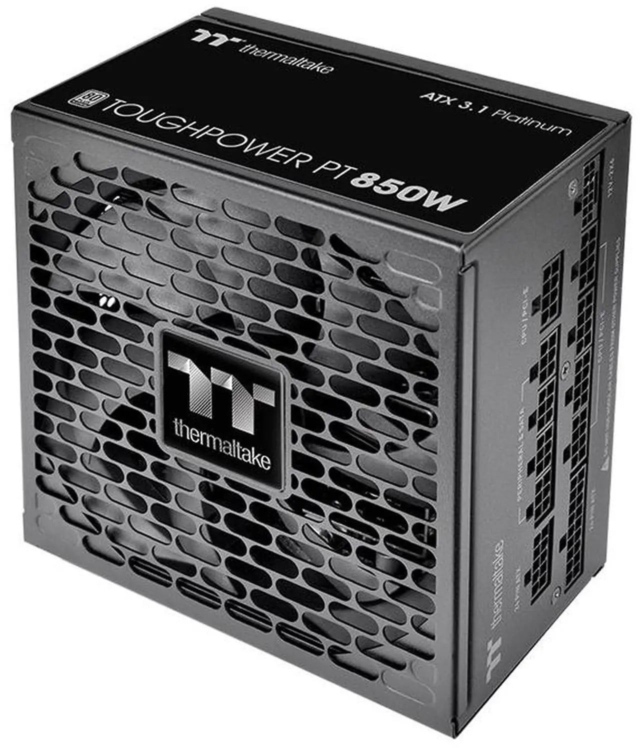Thermaltake Toughpower PT 850W; ATX 3.1; Native PCIe 5.1 12V-2x6; Etched Flat Cables; Dual-Color H++ Connectors; 100% Japanese Capacitors; 135mm Hydraulic Bearing Fan; 80 Plus Platinum Certified - Nuevo vista 3