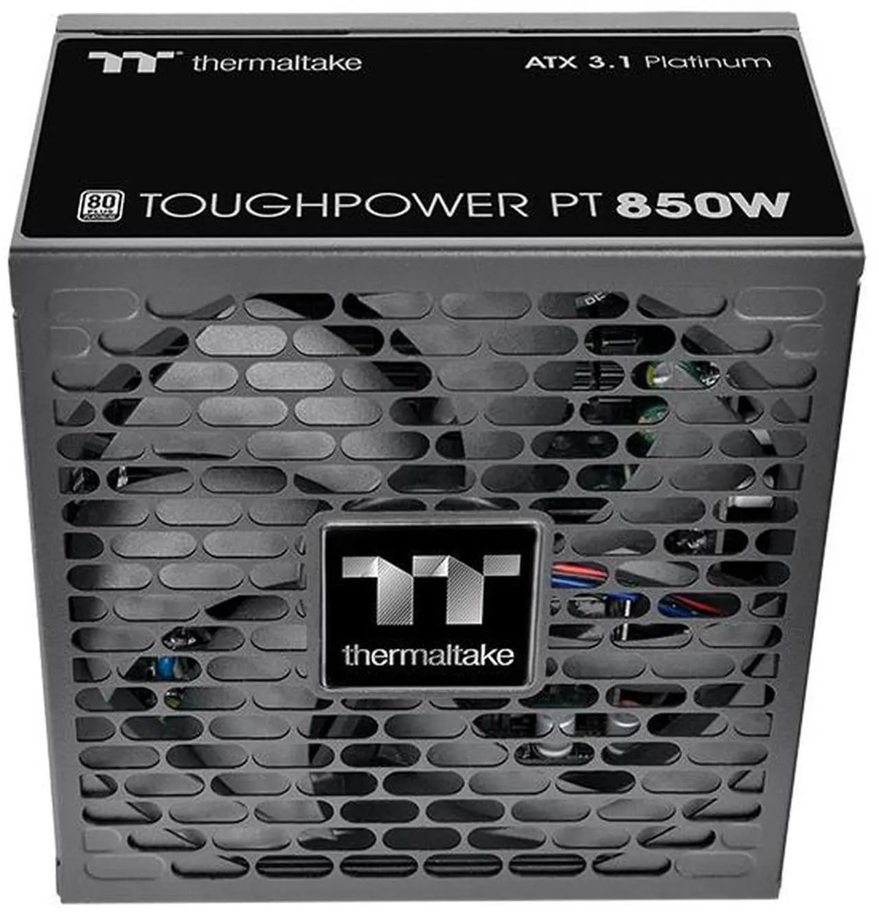 Thermaltake Toughpower PT 850W; ATX 3.1; Native PCIe 5.1 12V-2x6; Etched Flat Cables; Dual-Color H++ Connectors; 100% Japanese Capacitors; 135mm Hydraulic Bearing Fan; 80 Plus Platinum Certified - Nuevo vista 2
