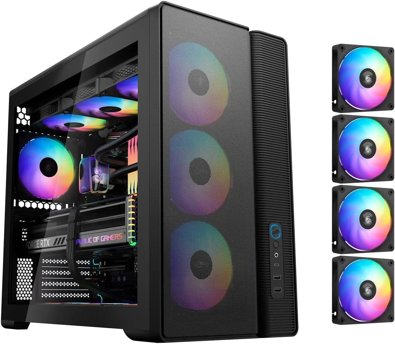 SAMA S50 ATX Mid Tower Case with 4 ARGB PWM Fans&Hub,PPLP A+ High Airflow Dual-Chamber Gaming Case,USB 3.2 Gen2x2 Type-C,Supports ATX/MATX/ITX Back-Connect Motherboard,410mm GPU&360mm Radiator - Nuevo — eSwappa Store