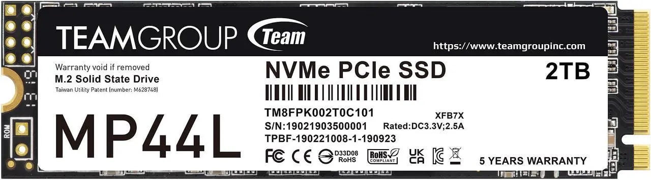 Team Group MP44L M.2 2280 2TB PCIe 4.0 x4 with NVMe 1.4 TM8FPK002T0C101 - Nuevo — eSwappa Store
