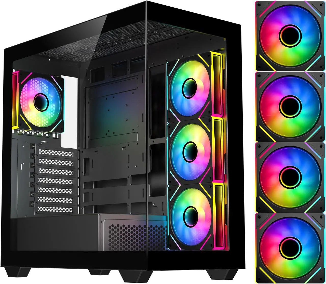 NZXT H7 Flow (2024) Mid-Tower Case - All White-CM-H72FW-01 - Nuevo vista 2
