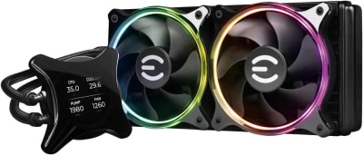 EVGA CLCx 240mm All-In-One LCD CPU Liquid Cooler, 2x 120mm PWM ARGB Fans, Intel LGA 1851/1700/1200 & AMD AM5/AM4 Compatible (400-HY-CX24-V1) - Nuevo — eSwappa Store