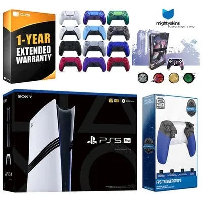 Sony PS5 Pro + Controller, Trigger Kit, MightySkins Code, 1 Year Warranty — eSwappa Store