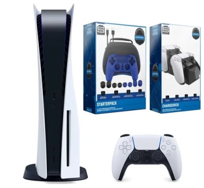 Sony Playstation 5 Disc Version with Charging Station and Starter Pack Bundle — eSwappa Store