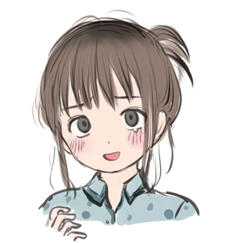 7753's human form, Kotori Nanaya, a woman with flush cheeks and messy brown hair wearing pyjamas.