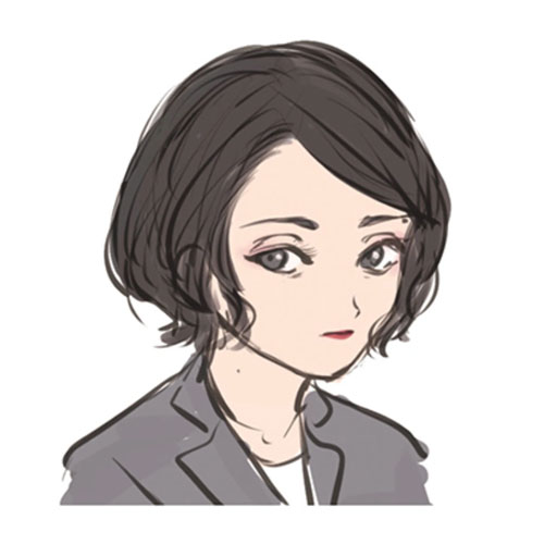 Maiya's human form, Maya Mutou, a woman in her forties in a business suit.