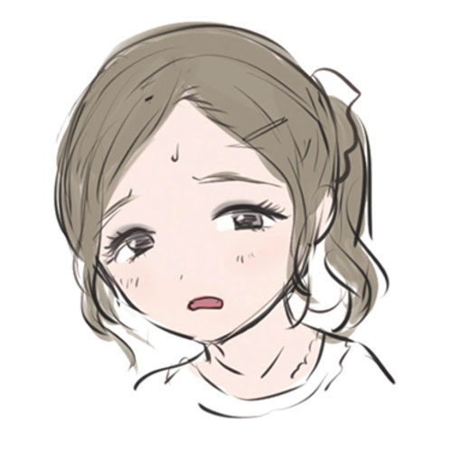 Pastel Mary's human form, Yoh Tanada, a nervous girl with messy brown hair in a ponytail