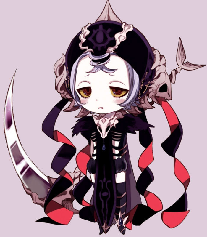 Nephilia, a grim reaper Magical Girl carrying a scythe.