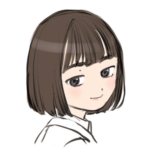 Nephilia's human form, Iria Funada, a teenager girl with brown hair and a sly expression.