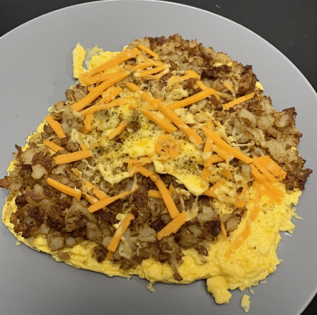 Arm Wrestling Champion Inspired Omelet & Hash Brown Strength Breakfast
