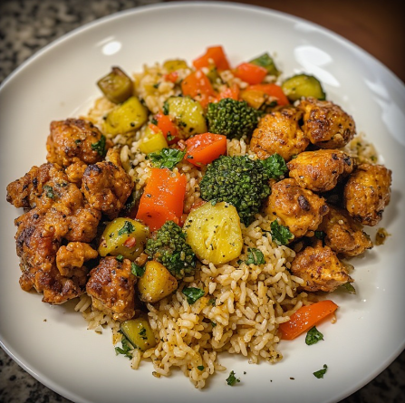Olympic Weightlifter Inspired Chicken Rice & Veggie Plate
