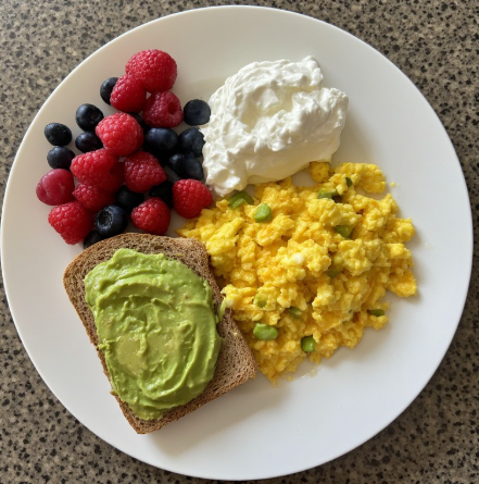 Powerlifter Inspired Scrambled Eggs & Avocado Breakfast