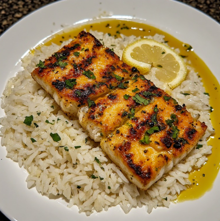 Soccer Star Inspired Grilled Cod and Rice Plate