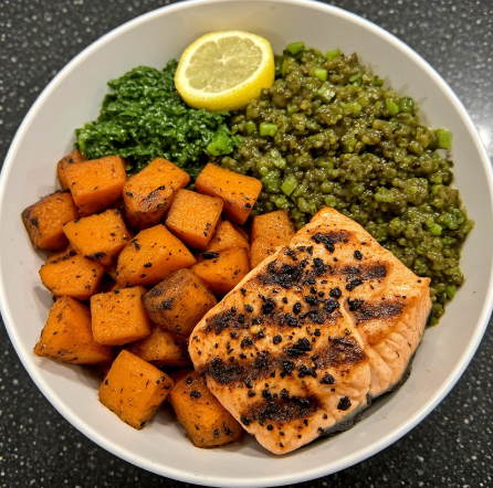 LeBron James Inspired Grilled Salmon and Sweet Potato Bowl