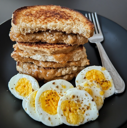 Arnold Schwarzenegger Inspired Monster Breakfast Stack with Nut Butter