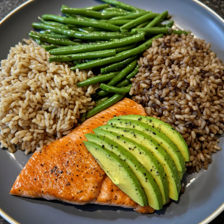 Bodybuilding Champion Inspired Salmon & Brown Rice High-Fat Recovery Meal