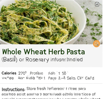 Whole Wheat Herb Pasta (Basil or Rosemary Infused)