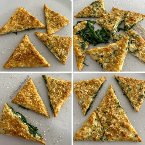 Fried Feta and Spinach Triangles