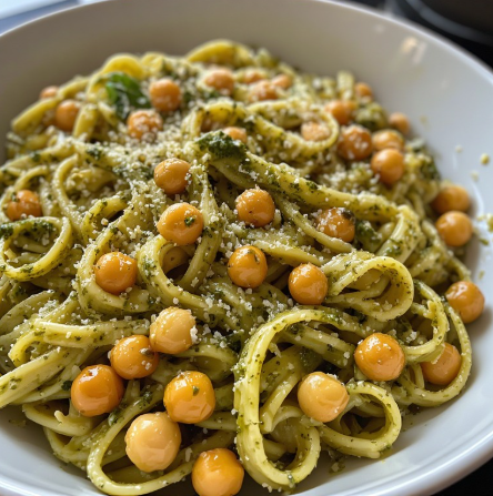 Chicken Pesto Chickpea Pasta