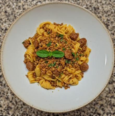 Egg White & Turkey Sausage Lentil Fusilli