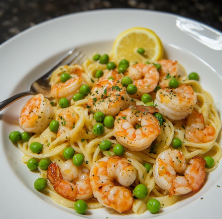 Shrimp & Lemon Garlic Edamame Linguine