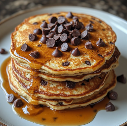 Peanut Butter Chocolate Chip Protein Pancakes