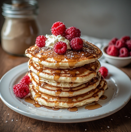 Raspberry White Chocolate Protein Pancakes