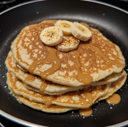 Almond Butter Banana Protein Pancakes