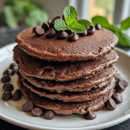 Mint Chocolate Protein Pancakes