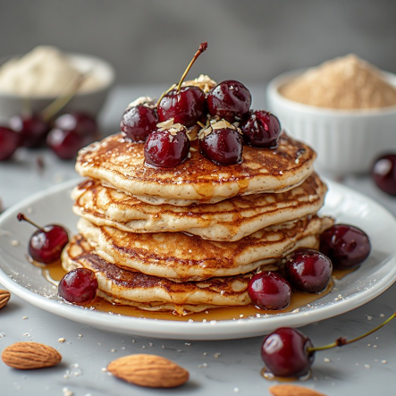 Cherry Almond Protein Pancakes