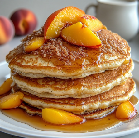 Peach Cobbler Protein Pancakes