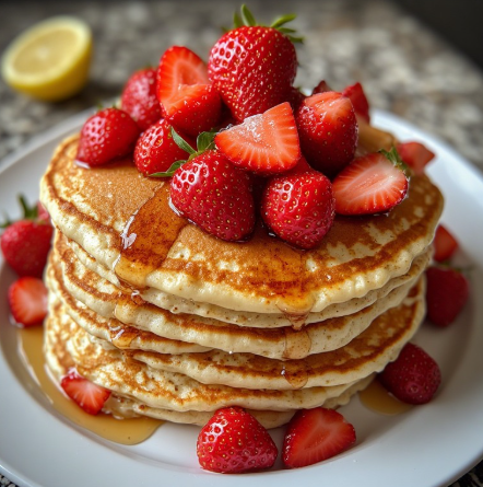 Strawberry Cheesecake Protein Pancakes