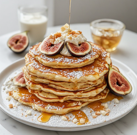 Australian Ricotta Hotcakes with Fresh Figs & Honeycomb